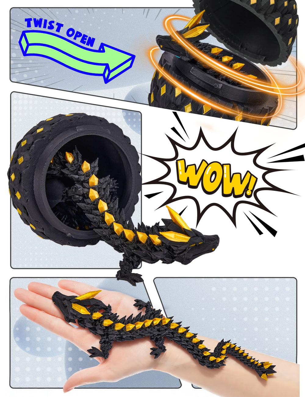 YILCER 3D printed dragon figure invites imaginative play and sharing.