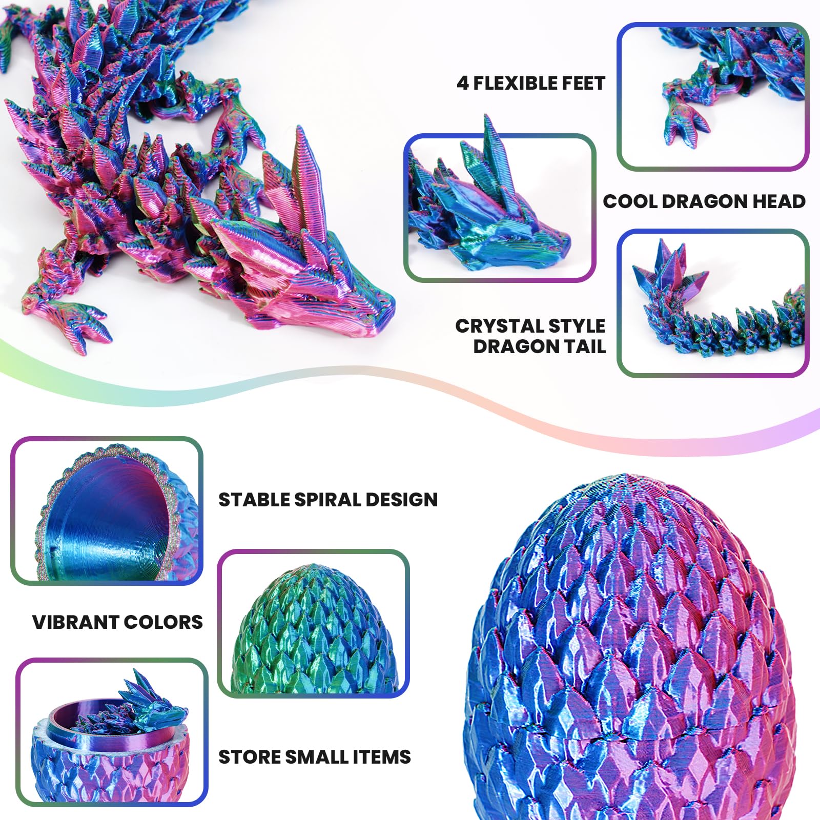 YILCER articulated crystal dragon desk decor for workspaces.