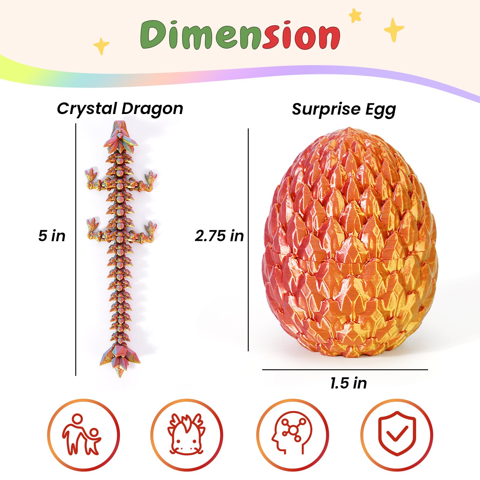 YILCER dragon egg collection with detailed lifelike scales.