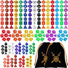 Yilloog 105-pcs dice set bulk display of colorful acrylic dice for RPG sessions