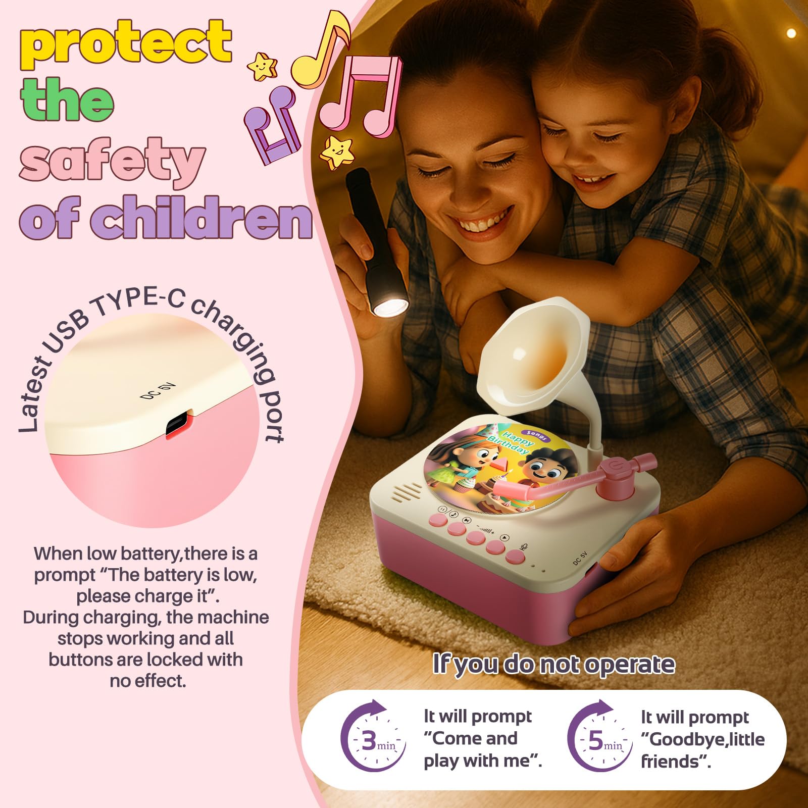 yimido kids phonograph portable design ideal for travel