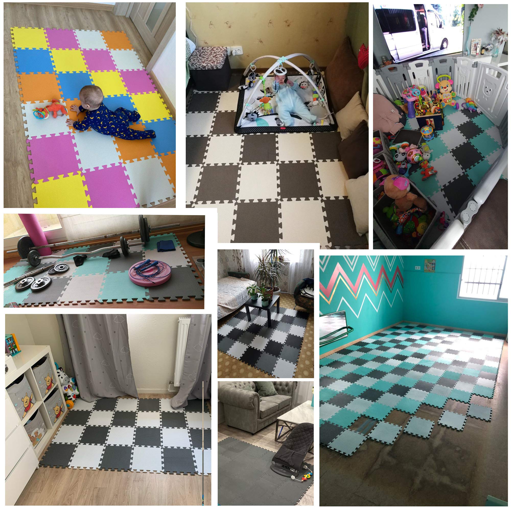 YIMINYUER interlocking edges show quick, secure setup for hassle-free playtime.