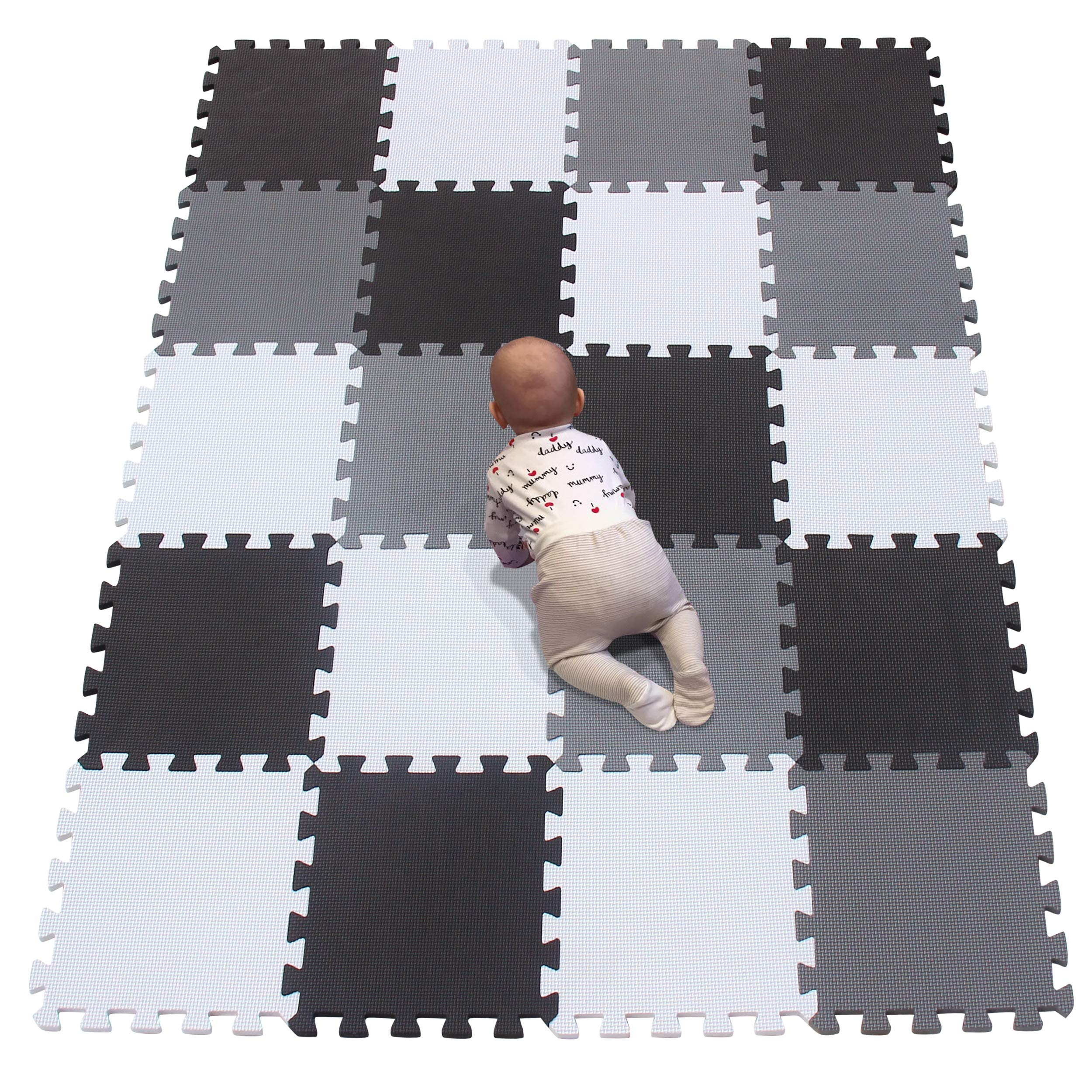 YIMINYUER 20 Tiles puzzle mat close-up demonstrates a soft surface for safe play.