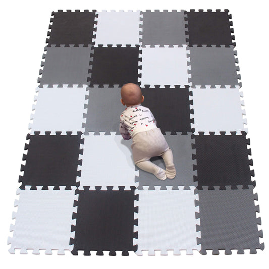 YIMINYUER 20 Tiles puzzle mat close-up demonstrates a soft surface for safe play.