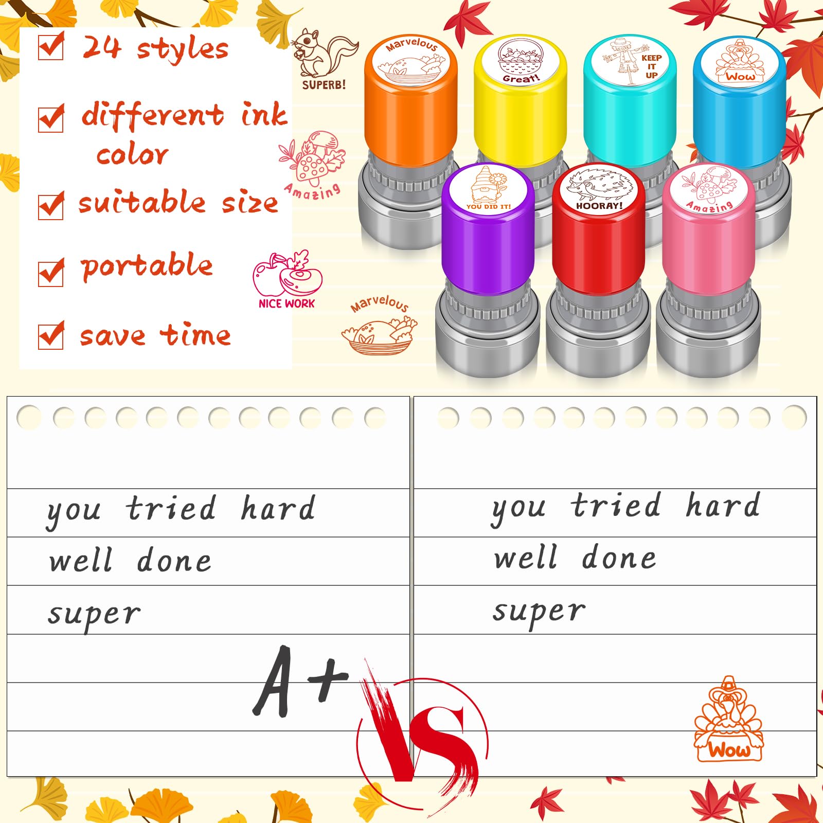 Yinder turkey design stamp adds festive feedback to activities.