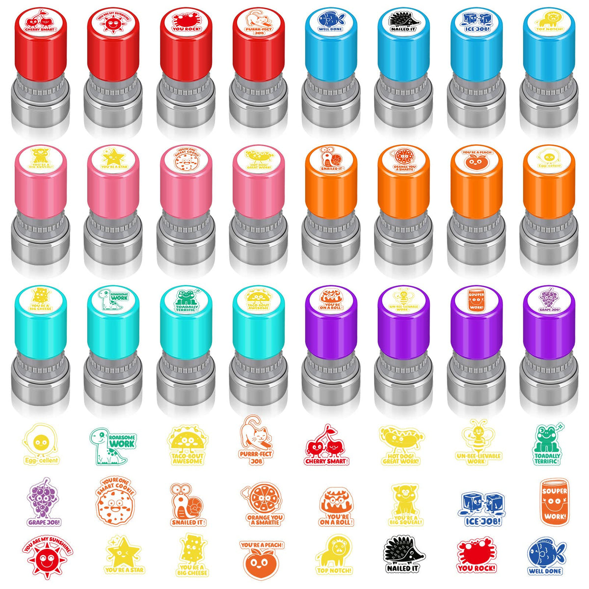 Yinder 24-pcs teacher stamps packaging for classroom organization