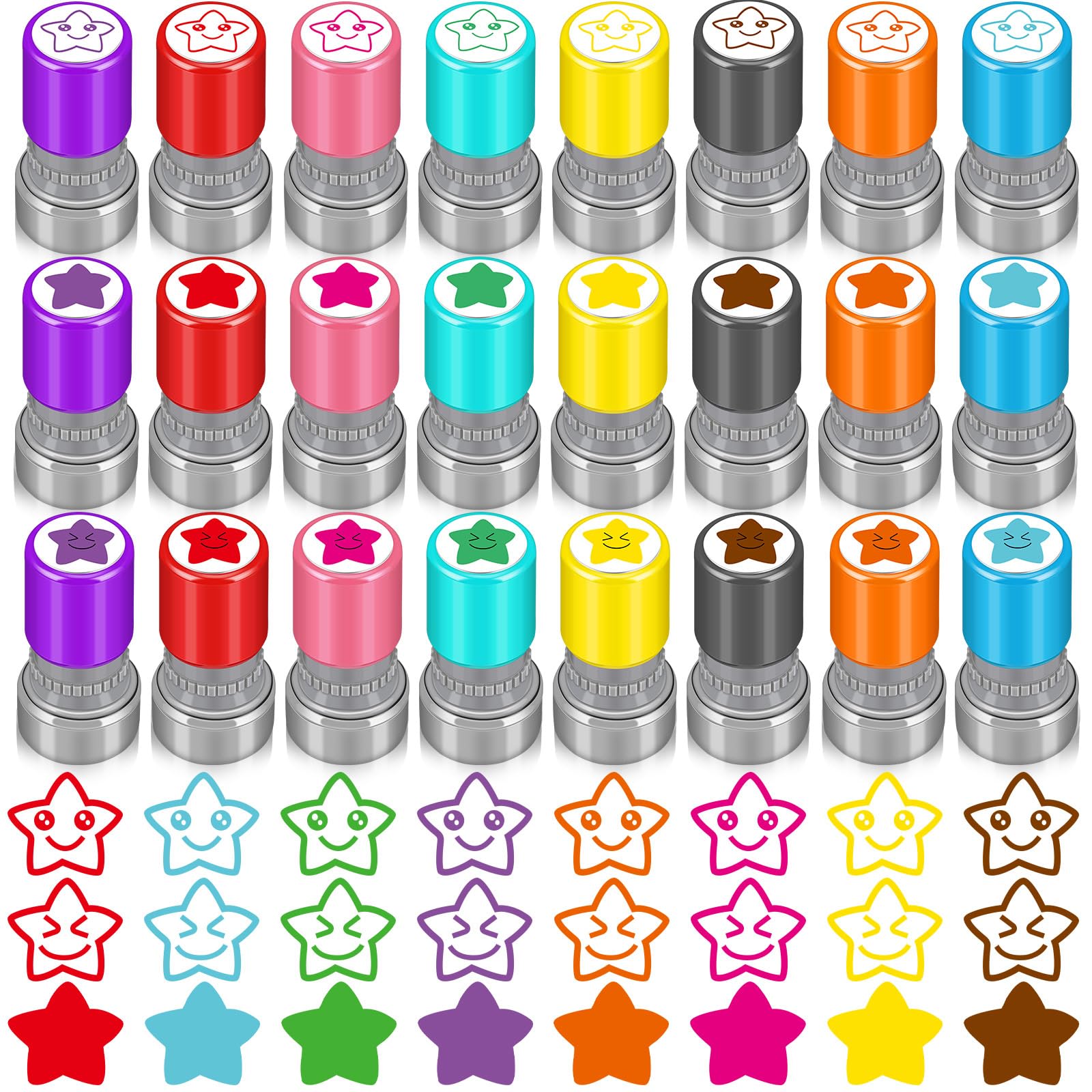 Yinder 24-pcs teacher stamps with star designs for classroom organization and motivation