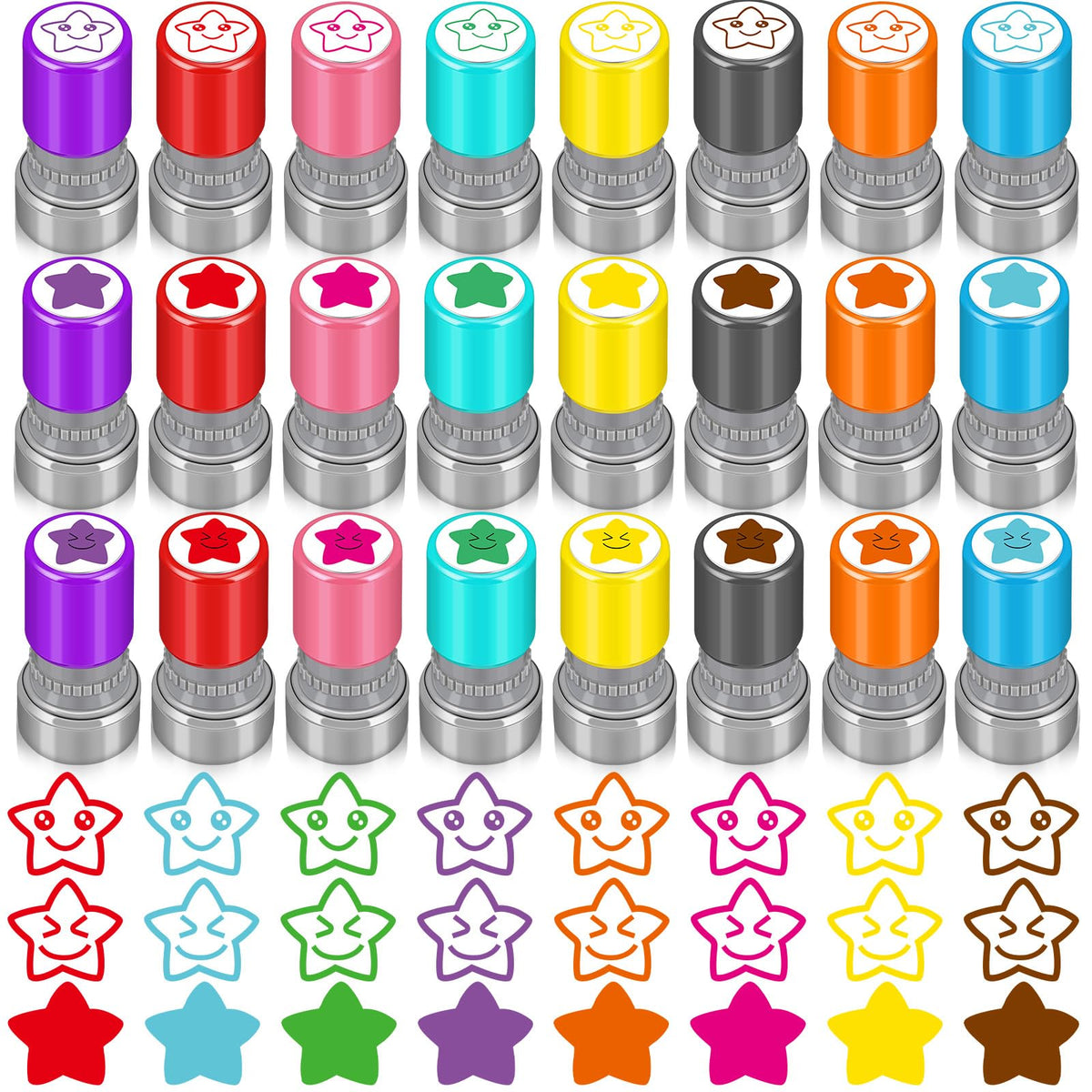 Yinder 24-pcs teacher stamps with star designs for classroom organization and motivation