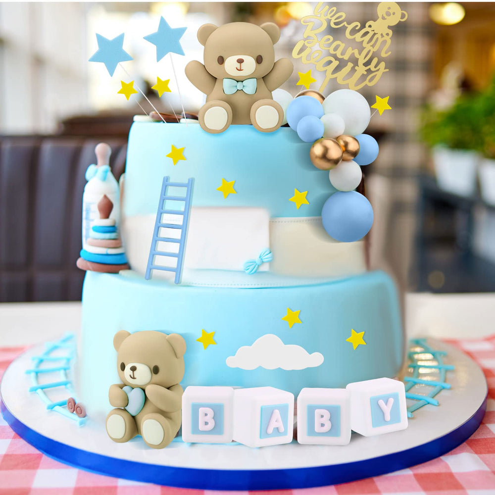 Yinder acrylic topper WE CAN BEARLY WAIT as bold centerpiece