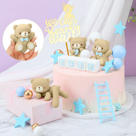 Yinder brown clay bear toppers for a warm, charming cake accent