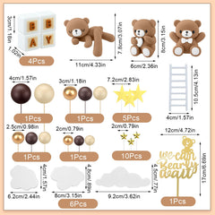 Dark brown pearl balls create subtle elegance on layered cake decorations.
