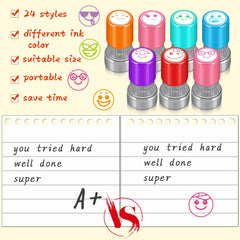 Yinder expressive cartoon stamps with friendly visuals for praising tasks.