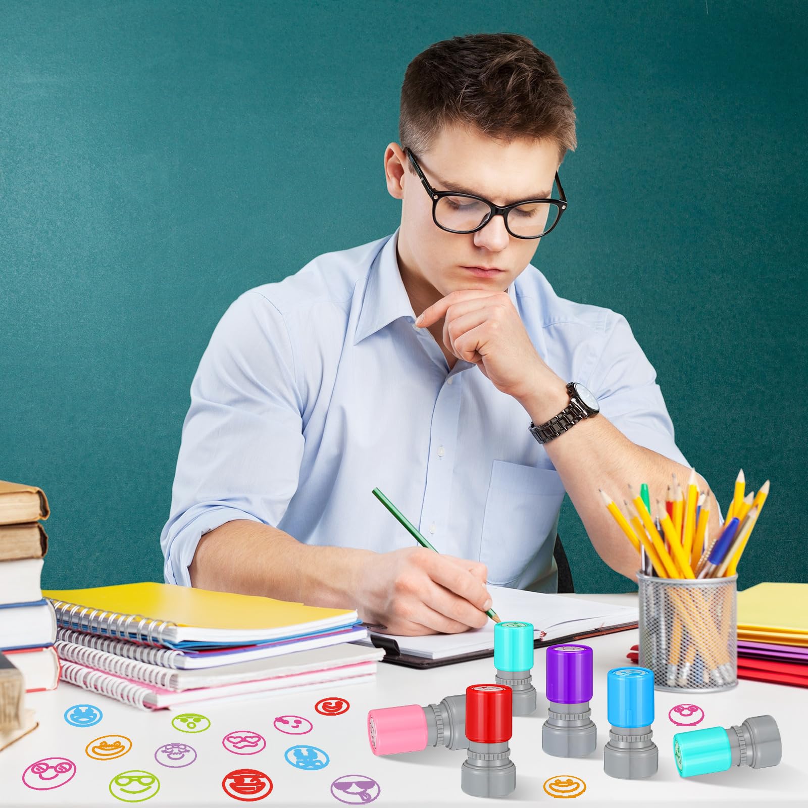 Yinder holiday-ready classroom stamps add festive touches to seasonal activities.