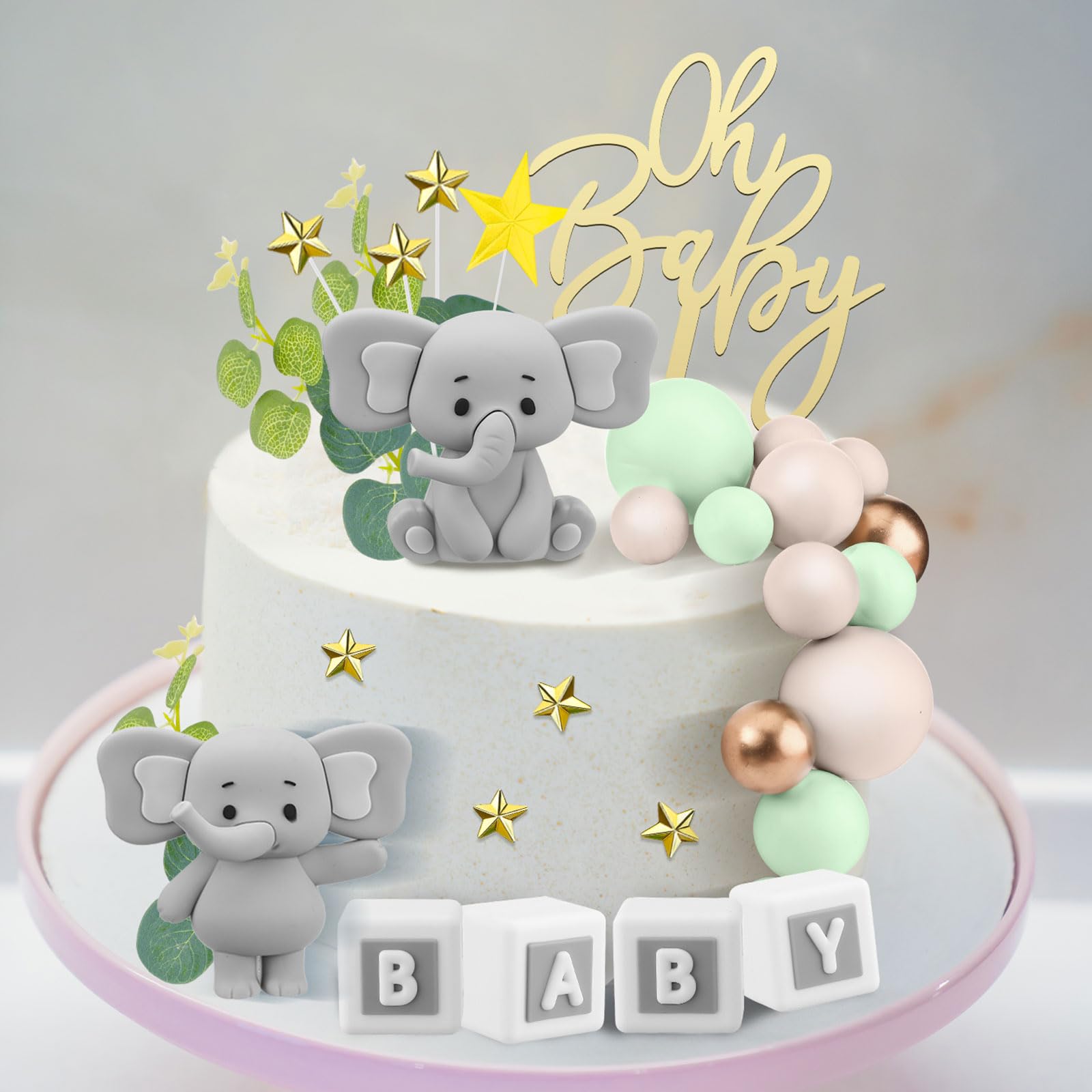 Yinder khaki pearl balls for a soft, neutral party touch