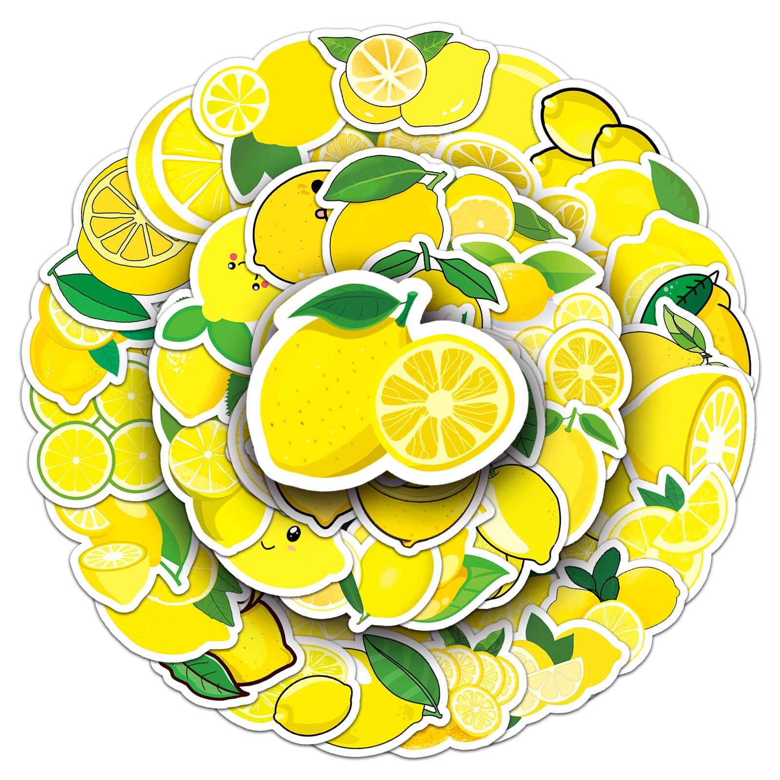 YINFENGKANHAI lemon stickers collection—50 waterproof vinyl designs for laptops, bottles, and more.