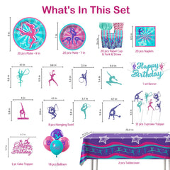 Yingoto gymnastics cake topper complements the celebration centerpiece.