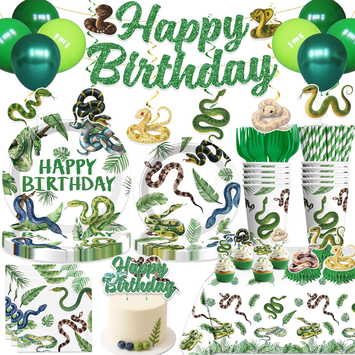 Yingoto Snake Party Banner enhances jungle vibes with quick, reusable wall decor