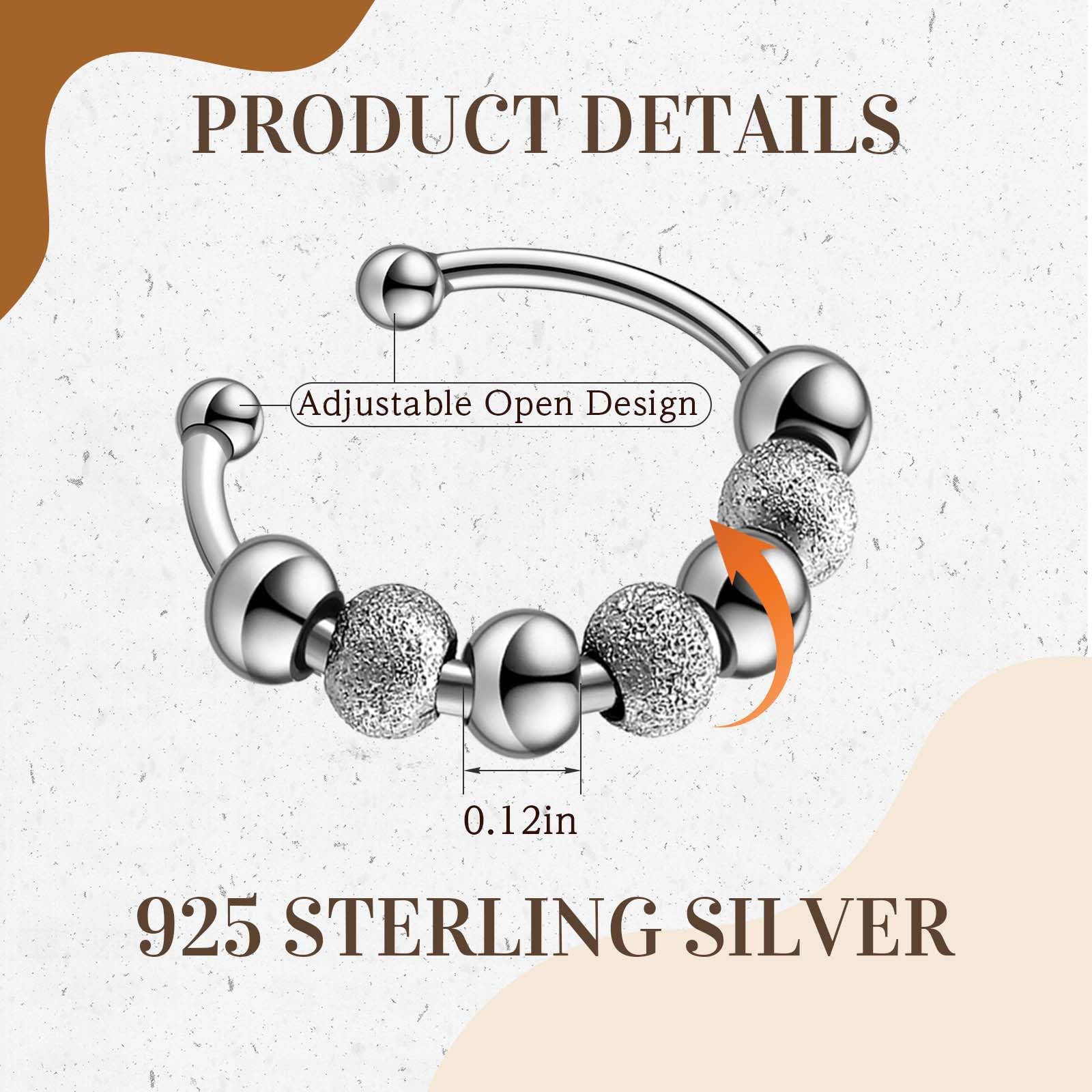 Yinkin adjustable fidget ring close-up showing stainless steel finish.