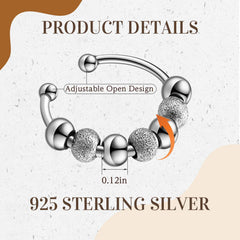 Yinkin adjustable fidget ring close-up showing stainless steel finish.