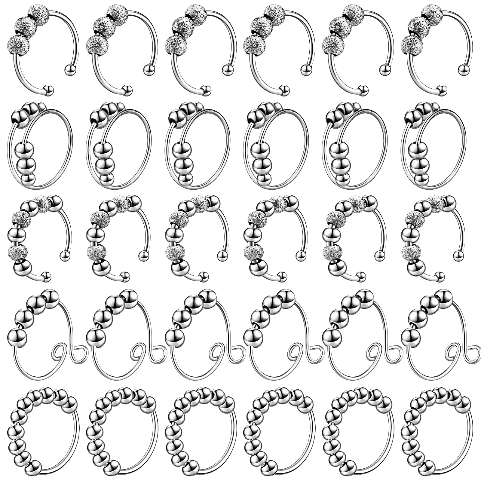 Yinkin anxiety ring set with beads for daily wear and stress relief.