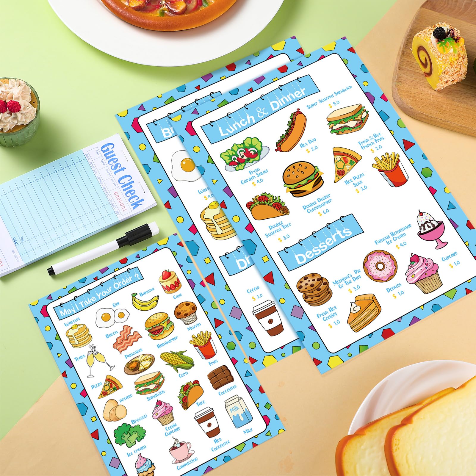 Yinkin comprehensive menu 8.35 x 5.98 inches designed for reusable play.