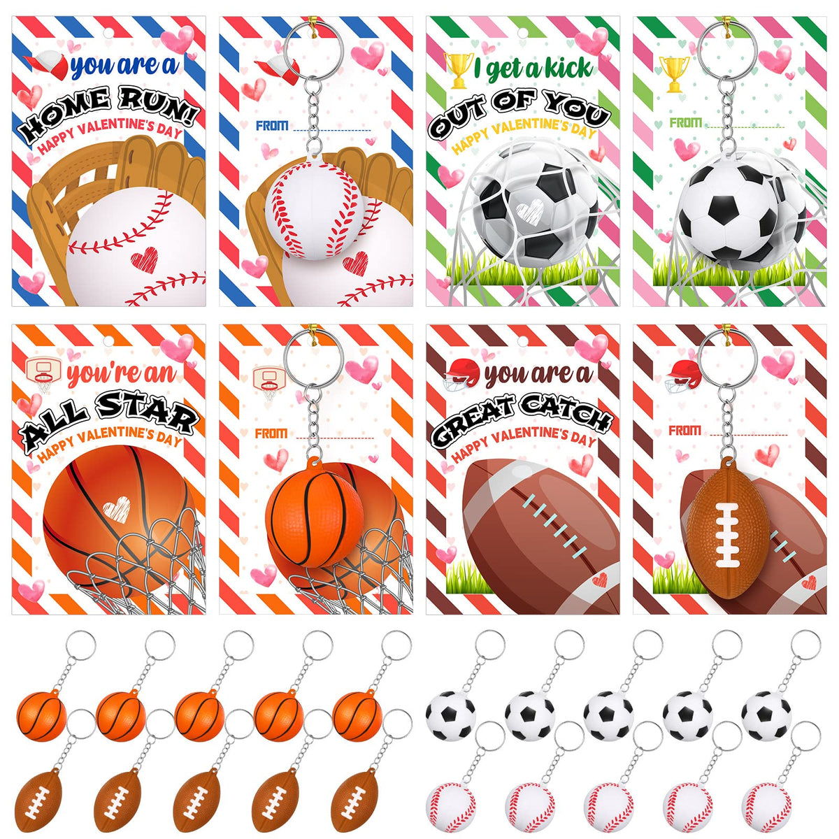 Yinkin Valentine sport keychain soccer ball; durable, lightweight, ideal for backpacks and classroom gifts