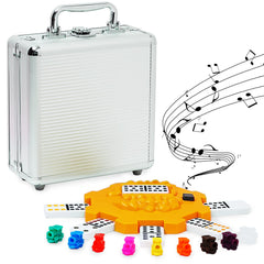 Yinlo Mexican Train Dominoes tiles with bright pips, durable for family game nights.