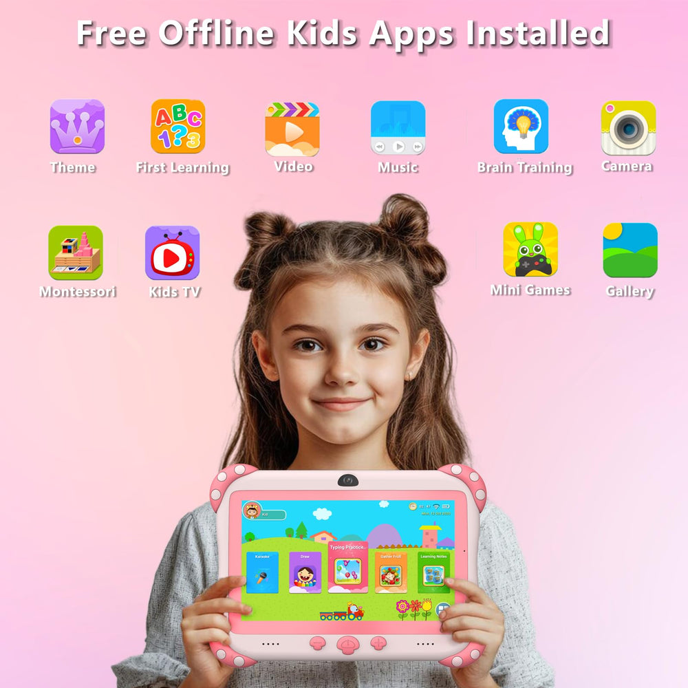 YINOCHE Kids Tablet 7inch back camera, captures classroom moments and play memories.