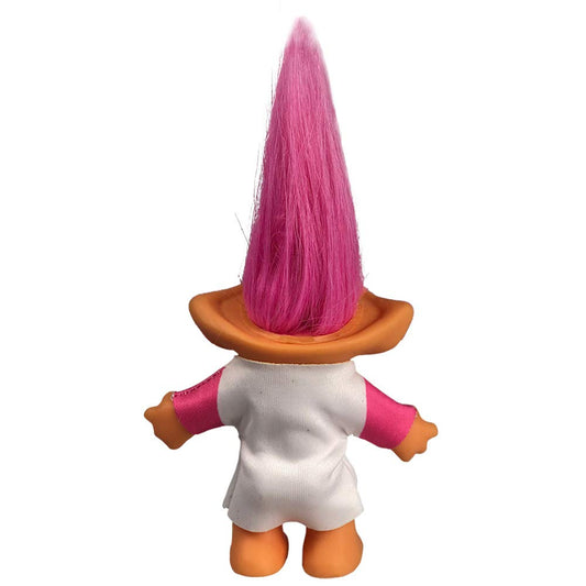 Yintlilocn Troll doll with pink hair and cute clothes, great for crafts.