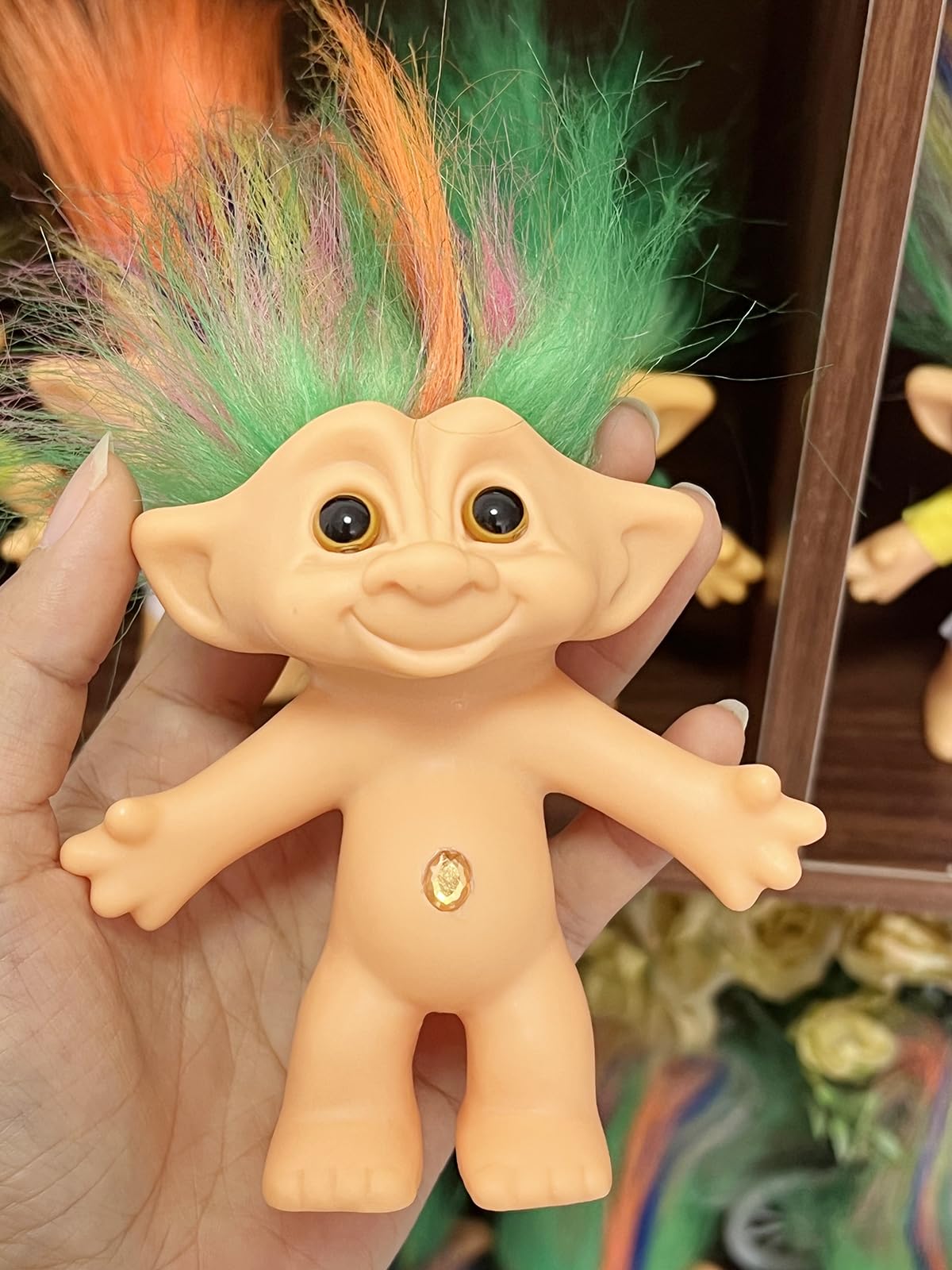 Yintlilocn troll doll with cute clothes enhances diorama displays
