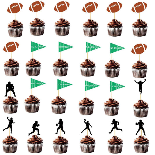 yinupet rugby ball cupcake topper for sports-themed party décor and easy celebration styling