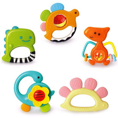 Yiosion Baby Rattles Set: colorful shapes stimulating early play and perception.