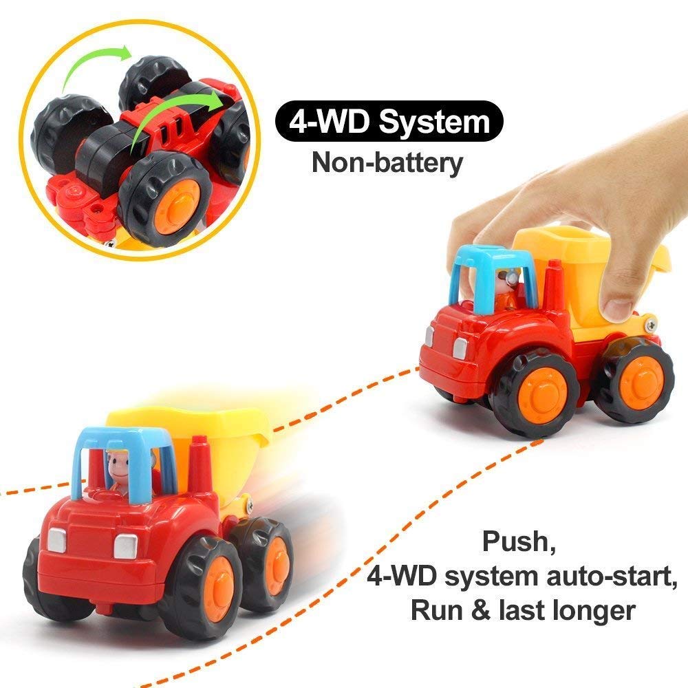 Yiosion cement mixer image highlights chunky toys that rotate with friction for engaging pretend construction