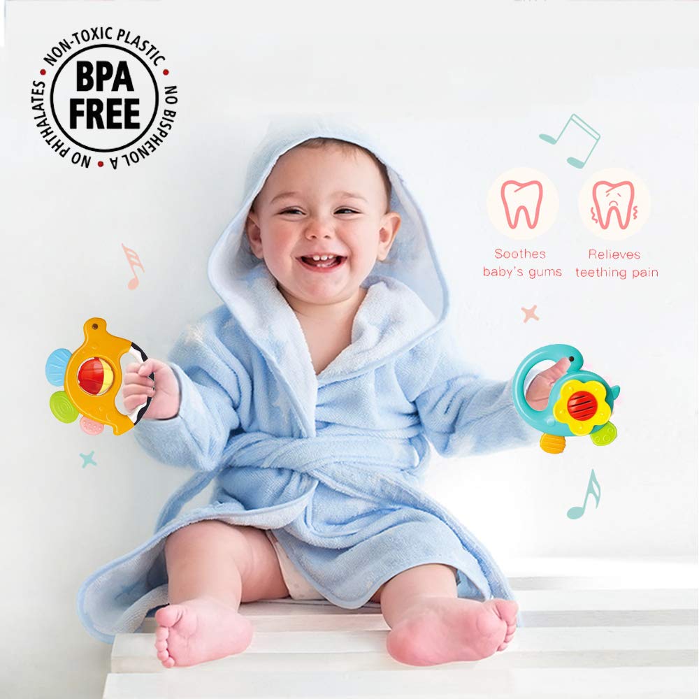 Yiosion rattle with hanging ring for stroller or crib play.