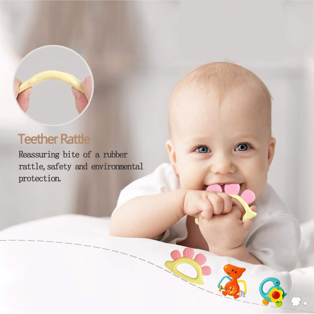 Yiosion BPA-free teether toys for safe teething sessions in tiny hands.