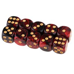 Yiotfandoll 10-piece red and black D6 dice in 16mm acrylic for RPG gameplay.