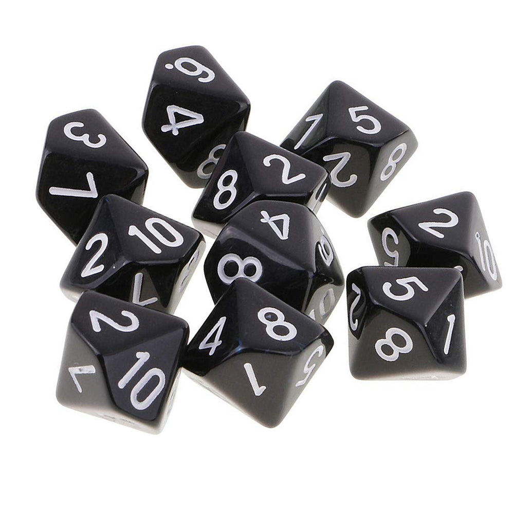 Yiotfandoll D10 dice in black acrylic for clear RPG reads