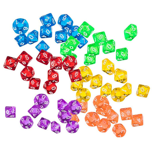 Yiotfandoll 60pcs D10 dice set in a colorful mix for RPG sessions