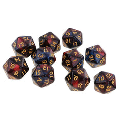 Red-blue polyhedral D20 dice from Yiotfandoll ideal for D&D sessions.