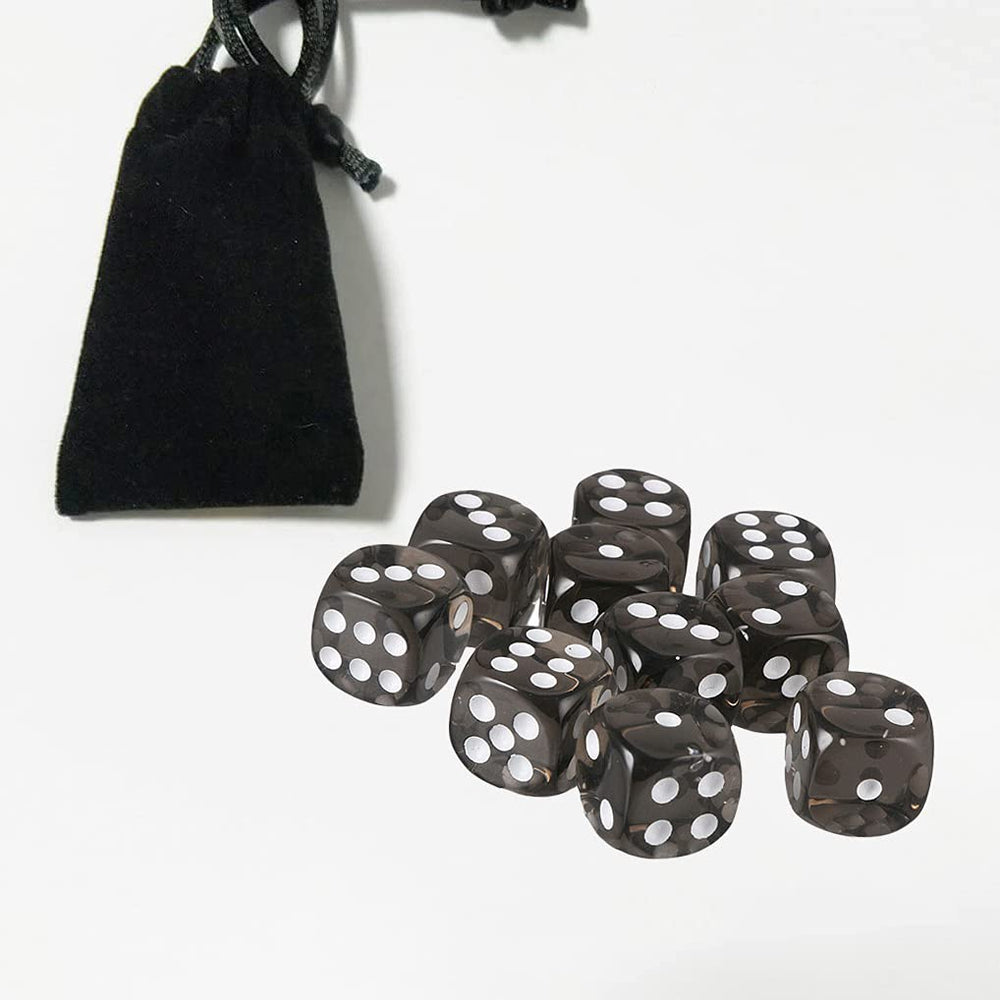 Yiotfandoll D6 dice 16mm with black storage bag for easy transport