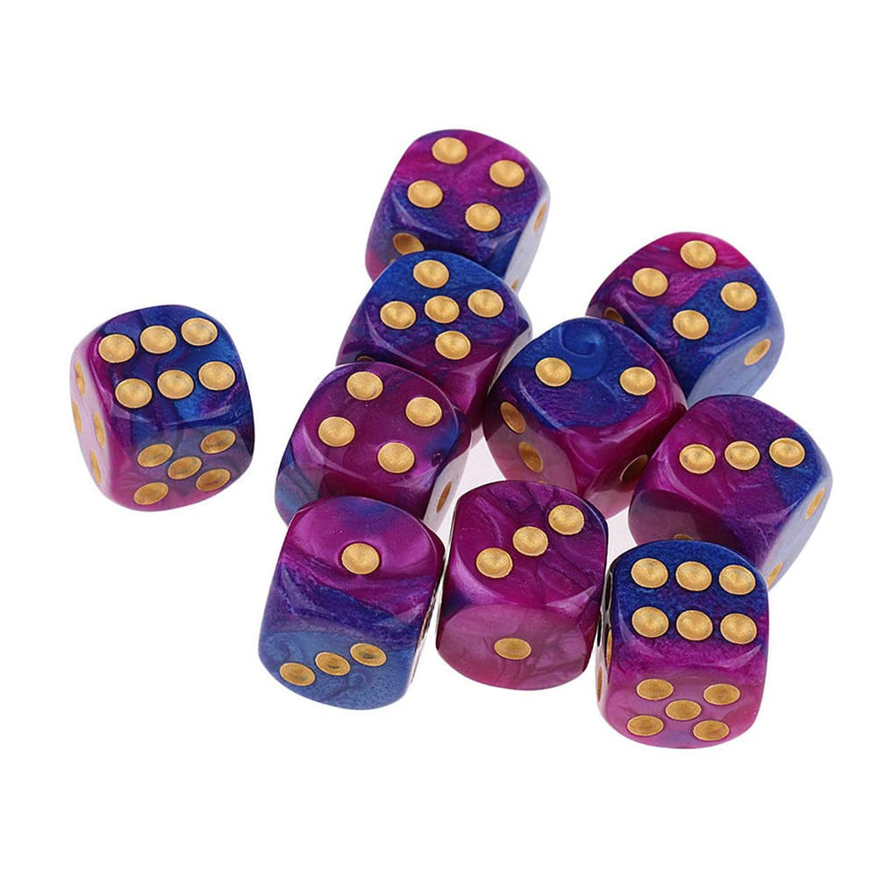 Yiotfandoll purple-blue 16mm D6 dice ready for RPG sessions.