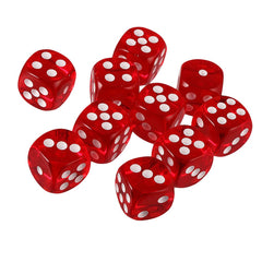 Yiotfandoll D6 dice 16mm transparent red front view for RPG and board games.