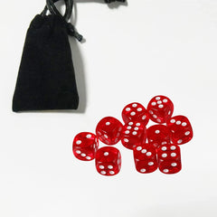 Yiotfandoll 16mm red D6 set on table, perfect for D&D and MTG sessions.
