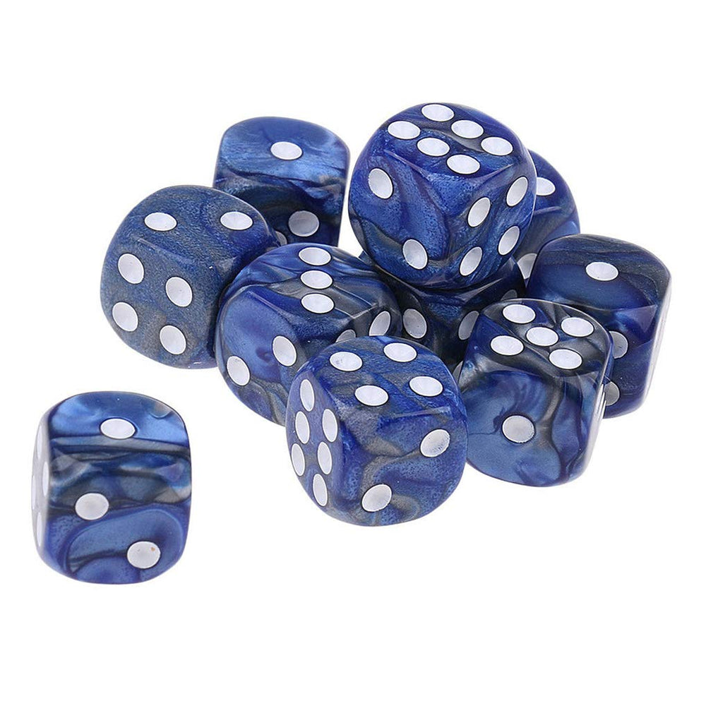 Yiotfandoll D6 blue-silver dice closeup for RPG sessions.