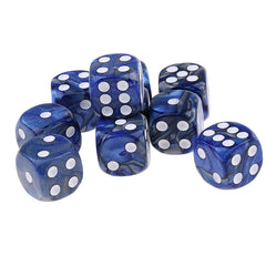 Yiotfandoll D6 blue-silver dice stacked for tabletop play.