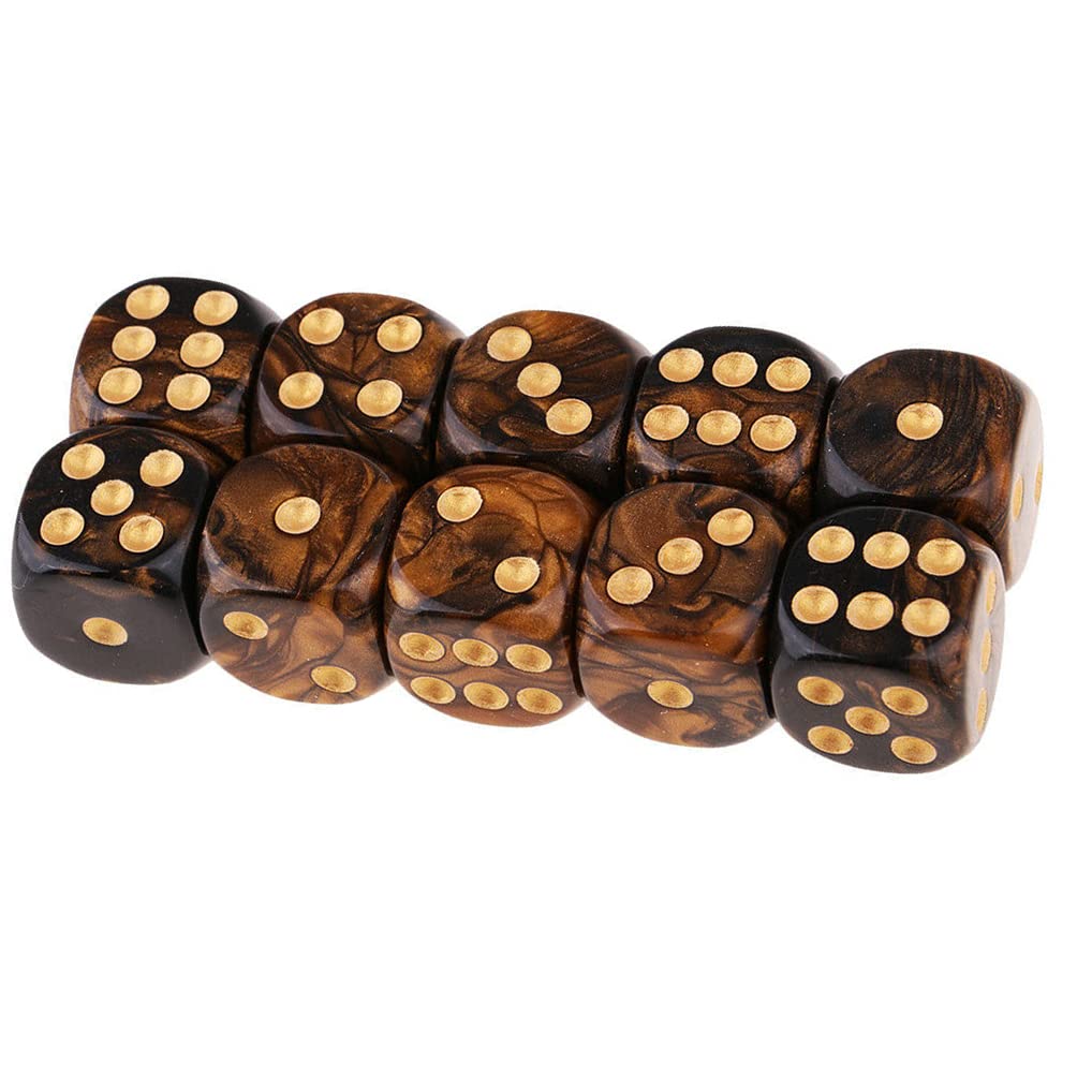 Yiotfandoll 16mm polyhedral D6 dice in black gold finish for tabletop play