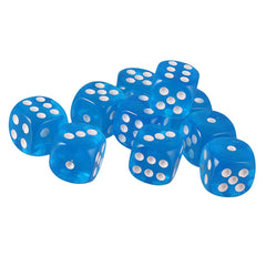 Yiotfandoll acrylic dice in clear blue finish with a glossy surface.