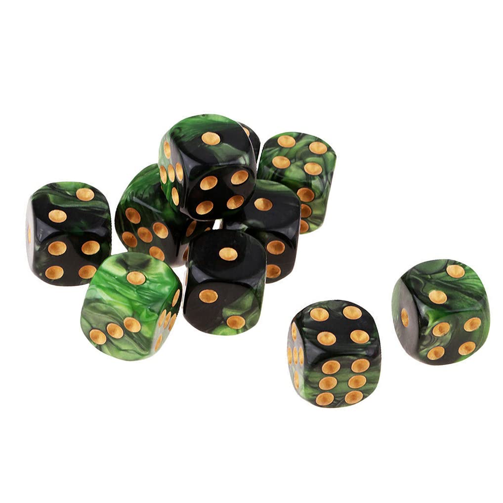 Yiotfandoll dice set resting in black drawstring bag for easy transport.