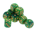Yiotfandoll green-yellow 16mm D6 dice, front view, ideal for RPG sessions