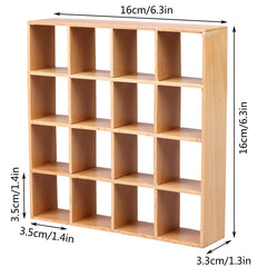 Yiphates dollhouse wall rack with 16-grid shelves for display options.